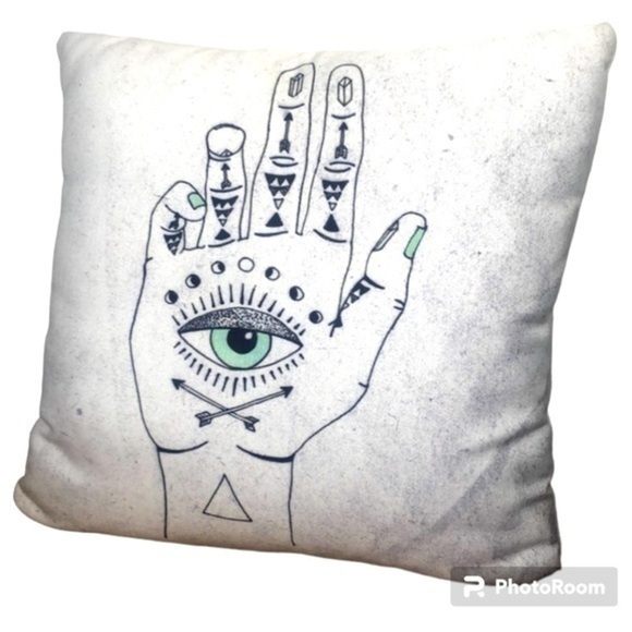 DENY PILLOW | Third Eye Hand Crystal Mystic Illuminati Hand Symbol Pillow. - Picture 1 of 4